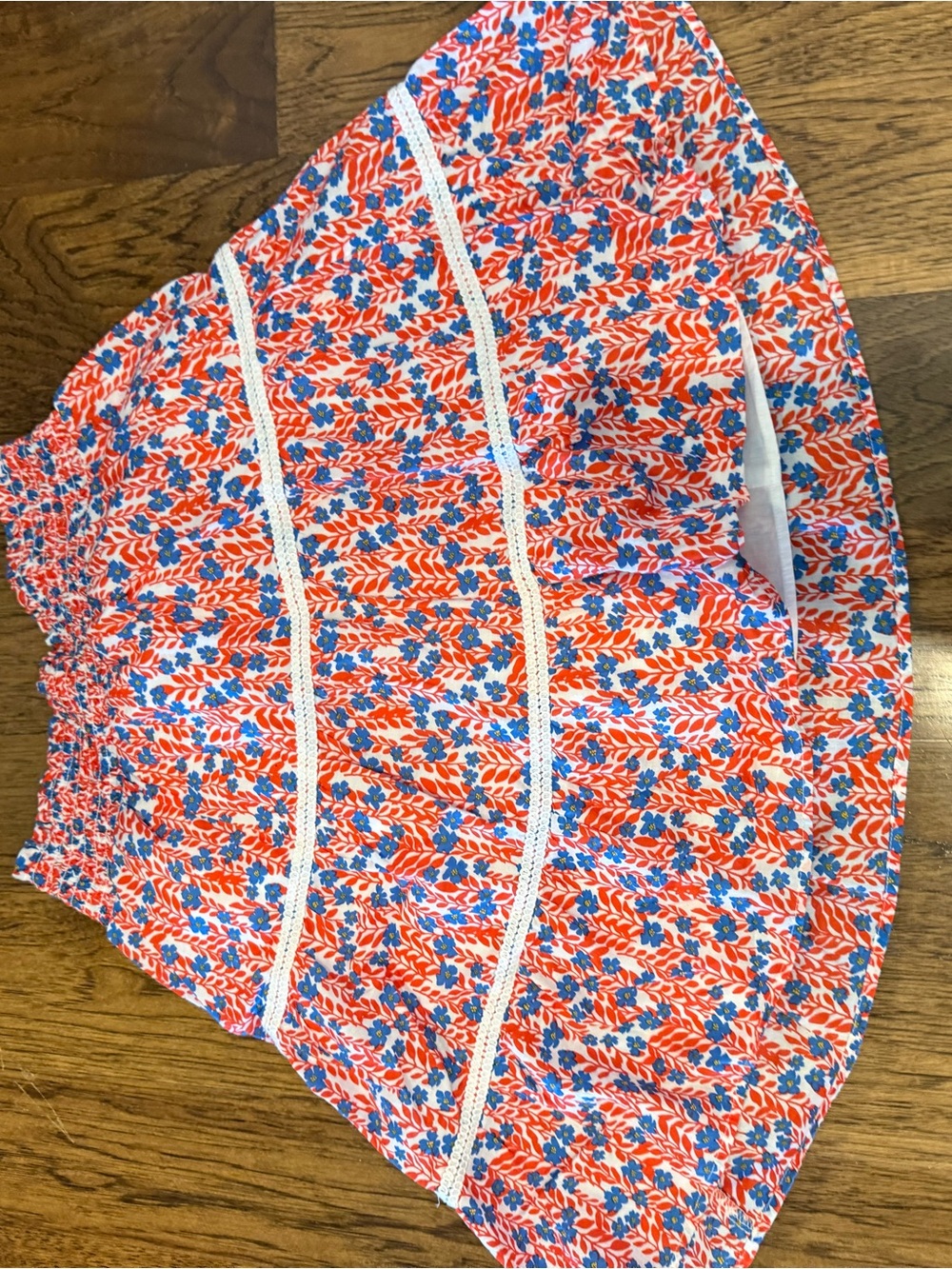 Floral Tiered Mini Skirt in Red & Blue